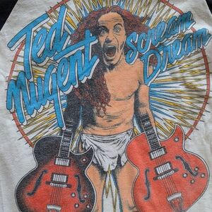 Vintage (1980) Ted Nugent concert baseball t-shirt Size S. Excellent condition.
